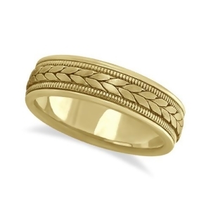 Men's Satin Finish Rope Handwoven Wedding Ring 14k Yellow Gold 6mm - All