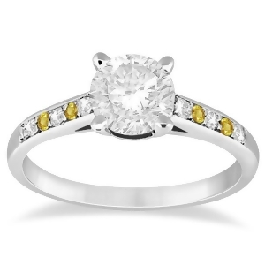 Cathedral Yellow Sapphire and Diamond Engagement Ring 18k White Gold 0.20ct - All