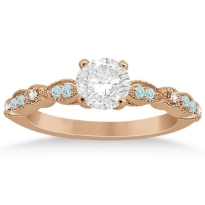 Marquise Aquamarine Diamond Engagement Ring 18k Rose Gold 0.24ct - All