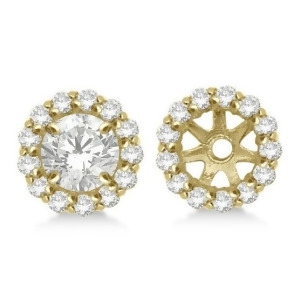 Round Diamond Earring Jackets for 6mm Studs 14K Yellow Gold 0.55ct - All