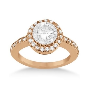 Pave Halo Diamond Engagement Ring Setting 14k Rose Gold 0.35ct - All