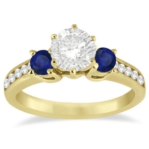 Three-stone Sapphire and Diamond Engagement Ring 14k Yellow Gold 0.60ct - All