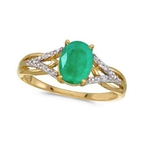 Oval Emerald and Diamond Cocktail Ring 14K Yellow Gold 1.12tcw - All