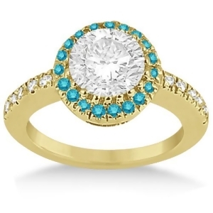 Halo Colored Diamond Engagement Ring Setting 14k Yellow Gold 0.31ct - All