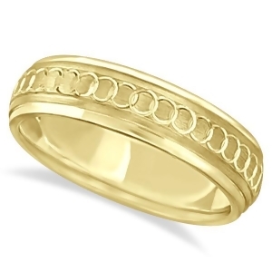 Infinity Wedding Band For Men Fancy Carved 14k Yellow Gold 5mm - All