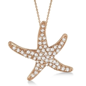 Diamond Starfish Pendant Necklace 14k Rose Gold 0.55ct - All