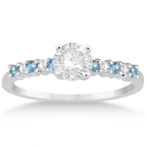 Petite Diamond and Blue Topaz Engagement Ring 18k White Gold 0.15ct - All