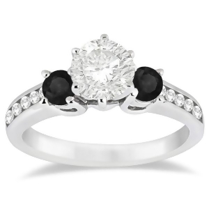 3 Stone White and Black Diamond Engagement Ring 14K White Gold 0.45 ctw - All