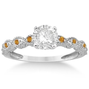 Vintage Marquise Citrine Engagement Ring 18k White Gold 0.18ct - All