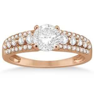 Three-row Prong-Set Diamond Engagement Ring 14k Rose Gold 0.37ct - All