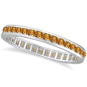 Citrine Channel-Set Eternity Ring Band 14k White Gold 1.04ct - All