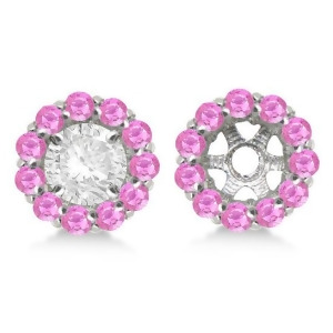 Round Pink Sapphire Earring Jackets 4mm Studs 14K White Gold 0.96ct - All