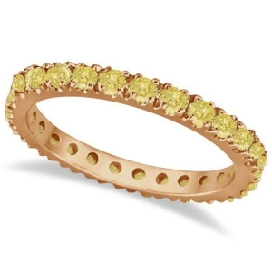 Fancy Yellow Canary Diamond Eternity Ring Band 14K Rose Gold 0.51ct - All