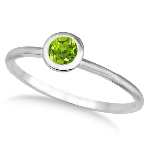 Peridot Bezel-Set Solitaire Ring in 14k White Gold 0.65ct - All