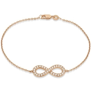 Diamond Sideways Large Infinity Bracelet in 14k Rose Gold 0.40ct - All