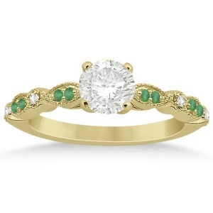 Emerald and Diamond Marquise Engagement Ring 14k Yellow Gold 0.20ct - All