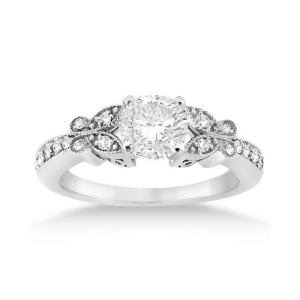 Butterfly Diamond Engagement Ring Setting 18k White Gold 0.20ct - All
