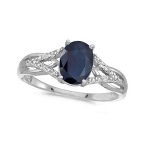 Oval Blue Sapphire and Diamond Cocktail Ring 14K White Gold 1.52tcw - All