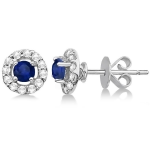 Floating Sapphire and Diamond Stud Earrings 14K White Gold 0.96tcw - All