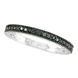 Black Diamond Stackable Ring Guard in 14K White Gold 0.312 ct - All