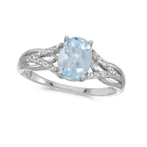 Oval Aquamarine and Diamond Cocktail Ring 14K White Gold 1.20 ctw - All