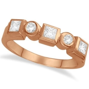 Princess-cut and Round Diamond Ring in 14K Rose Gold 0.60ct - All