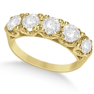 Five Stone Moissanite Wedding/Anniversary Band in 14K Y. Gold 1.62ctw - All