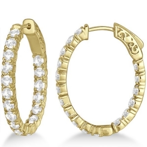Oval-shaped Diamond Hoop Earrings 14k Yellow Gold 3.57ct - All