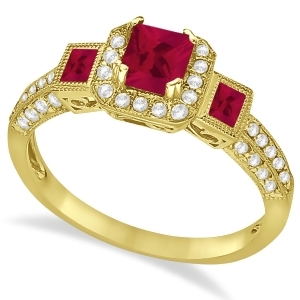 Ruby and Diamond Engagement Ring in 14k Yellow Gold 1.35ctw - All
