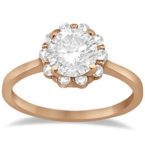 Floral Diamond Halo Engagement Ring Setting 14k Rose Gold 0.20ct - All