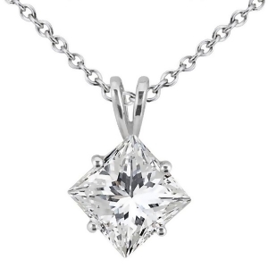 0.50Ct. Princess-Cut Diamond Solitaire Pendant 14K White Gold J-k I1-i2 - All