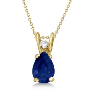 Pear Blue Sapphire and Diamond Pendant 14K Yellow Gold 0.63tcw - All
