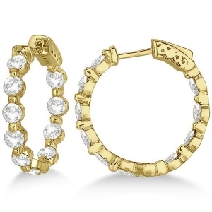 Small Round Floating Diamond Hoop Earrings 14k Yellow Gold 4.00ct - All