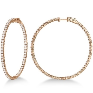 X-large Round Diamond Hoop Earrings 14k Rose Gold 5.15ct - All