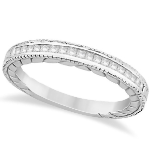 Princess Cut Channel Diamond Wedding Band in 18k White Gold 0.21ct - All
