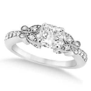 Princess-cut Diamond Butterfly Engagement Ring 14k White Gold 0.50ct - All