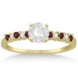 Petite Diamond and Garnet Engagement Ring 14k Yellow Gold 0.15ct - All
