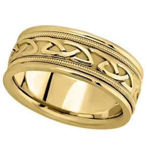 Hand Made Celtic Wedding Band in 14k Yellow Gold 8mm - All