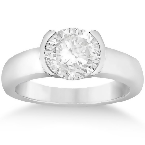 Half-bezel Solitaire Engagement Ring Setting in 14k White Gold - All