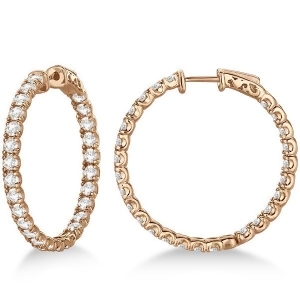 Fancy Medium Round Diamond Hoop Earrings 14k Rose Gold 5.25ct - All
