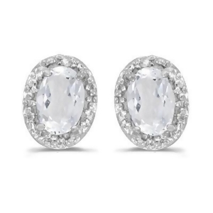 Diamond and White Topaz Earrings 14k White Gold 1.14ct - All