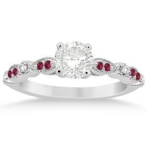 Ruby and Diamond Marquise Engagement Ring 14k White Gold 0.20ct - All