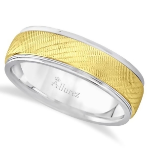 Diamond Cut Wedding Band For Men in 14k Two Tone Gold 7mm - All