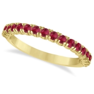Half-eternity Pave-set Ruby Stacking Ring 14k Yellow Gold 0.95ct - All