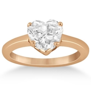 Heart Shaped Solitaire Diamond Engagement Ring Setting in 18k Rose Gold - All