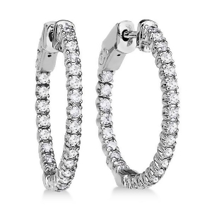 Prong-set Diamond Hoop Earrings in 14k White Gold 1.00ct - All