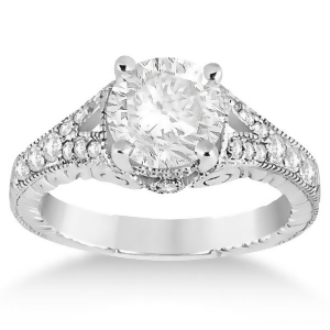 Antique Style Art Deco Diamond Engagement Ring 18k White Gold 0.33ct - All