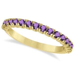 Half-eternity Pave-Set Amethyst Stacking Ring 14k Yellow Gold 0.95ct - All