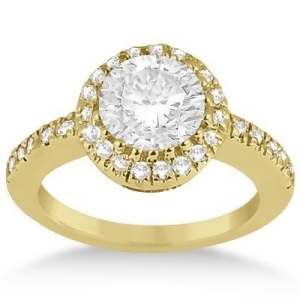 Pave Halo Diamond Engagement Ring Setting 14k Yellow Gold 0.35ct - All