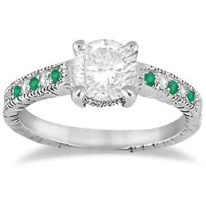 Vintage Emerald and Diamond Engagement Ring Palladium 0.29ct - All